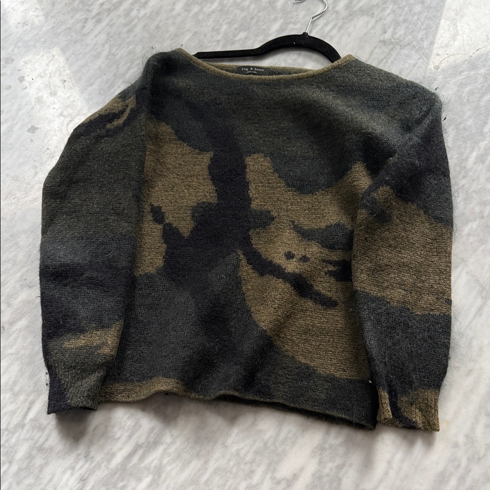 rag and bone camouflage sweater green black XS womens